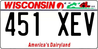 WI license plate 451XEV