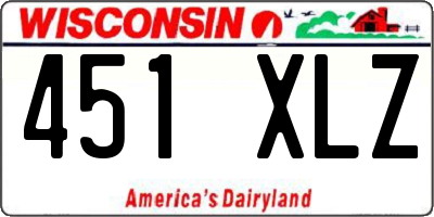 WI license plate 451XLZ