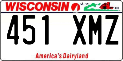 WI license plate 451XMZ