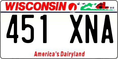 WI license plate 451XNA
