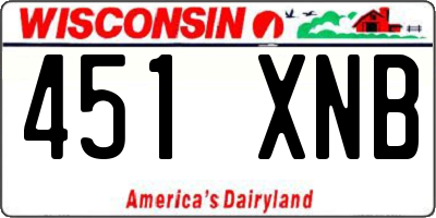 WI license plate 451XNB