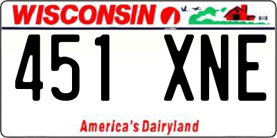 WI license plate 451XNE