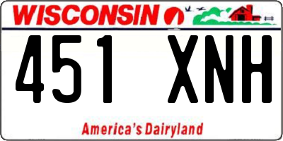 WI license plate 451XNH