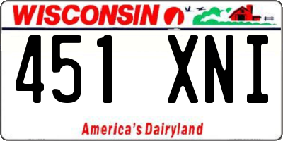 WI license plate 451XNI