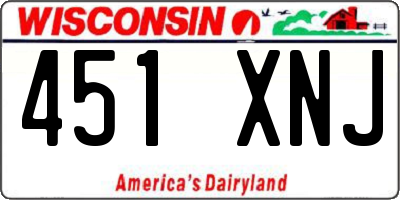 WI license plate 451XNJ
