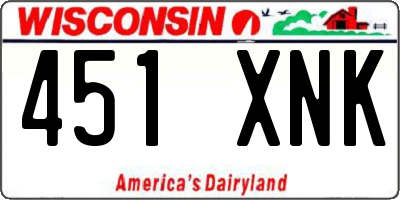 WI license plate 451XNK