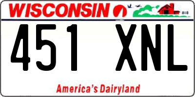 WI license plate 451XNL