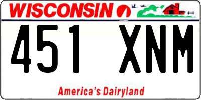 WI license plate 451XNM