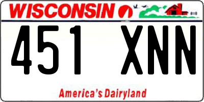WI license plate 451XNN