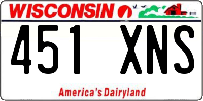 WI license plate 451XNS
