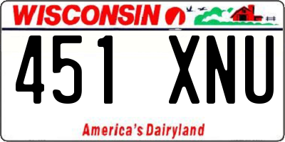 WI license plate 451XNU