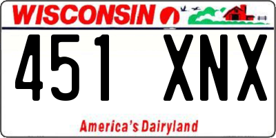 WI license plate 451XNX