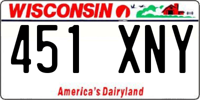 WI license plate 451XNY