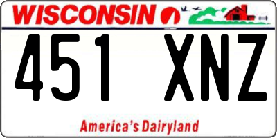 WI license plate 451XNZ