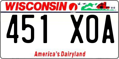 WI license plate 451XOA