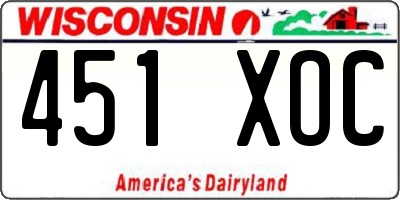 WI license plate 451XOC