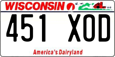 WI license plate 451XOD