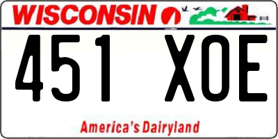 WI license plate 451XOE
