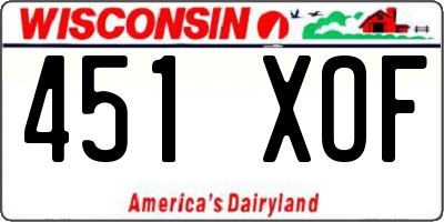 WI license plate 451XOF