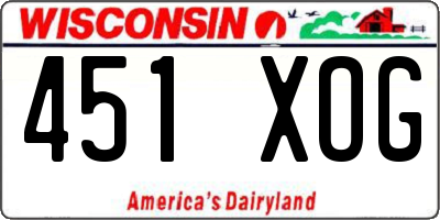 WI license plate 451XOG