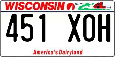 WI license plate 451XOH