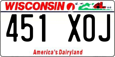 WI license plate 451XOJ