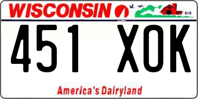 WI license plate 451XOK