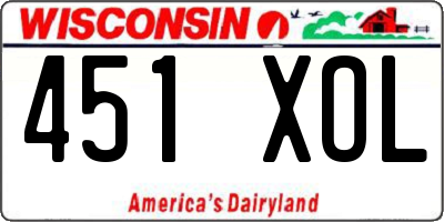 WI license plate 451XOL