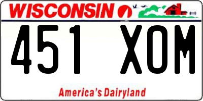 WI license plate 451XOM