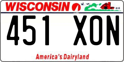 WI license plate 451XON