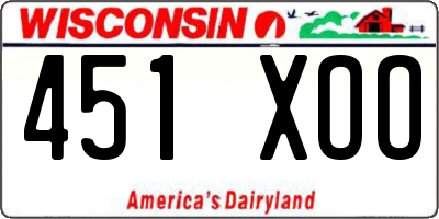 WI license plate 451XOO