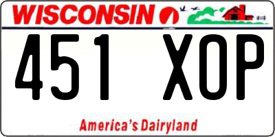 WI license plate 451XOP