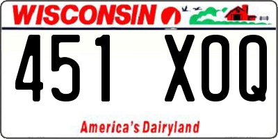 WI license plate 451XOQ