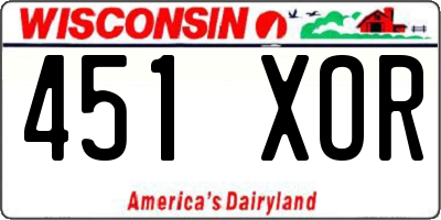 WI license plate 451XOR