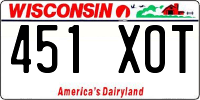 WI license plate 451XOT