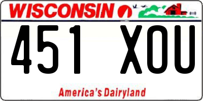 WI license plate 451XOU