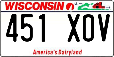 WI license plate 451XOV