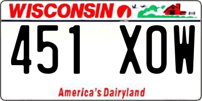 WI license plate 451XOW