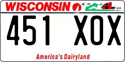WI license plate 451XOX