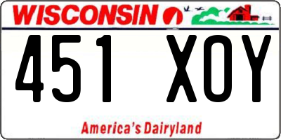 WI license plate 451XOY