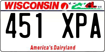 WI license plate 451XPA