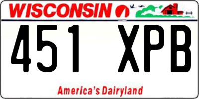 WI license plate 451XPB