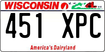 WI license plate 451XPC