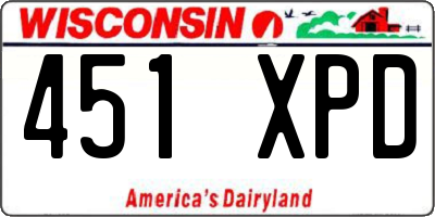 WI license plate 451XPD