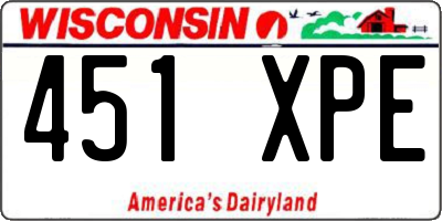 WI license plate 451XPE