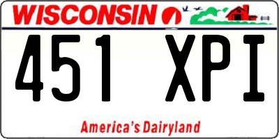 WI license plate 451XPI