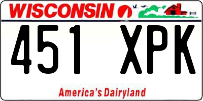 WI license plate 451XPK
