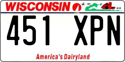 WI license plate 451XPN