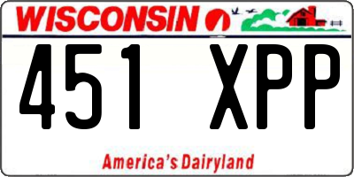WI license plate 451XPP