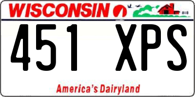 WI license plate 451XPS